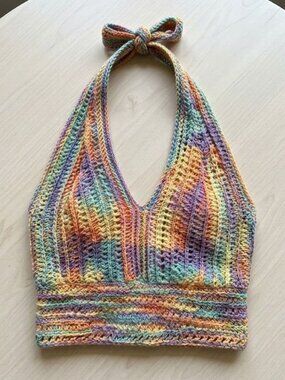 Multicolor Crochet Cami Halter Top